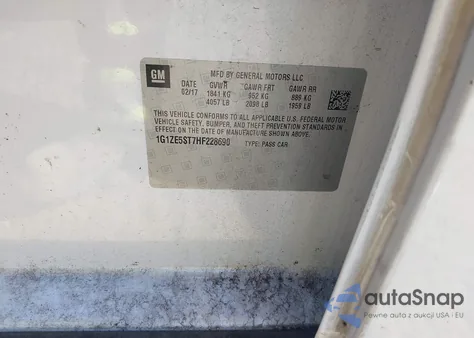 2017 Chevrolet Malibu 1Lt from USA, damaged, VIN 1G1ZE5ST7HF228690